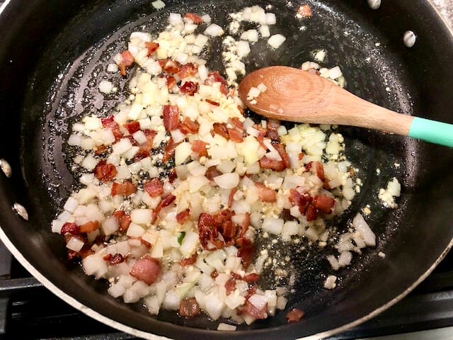 bacon onions garlic saute