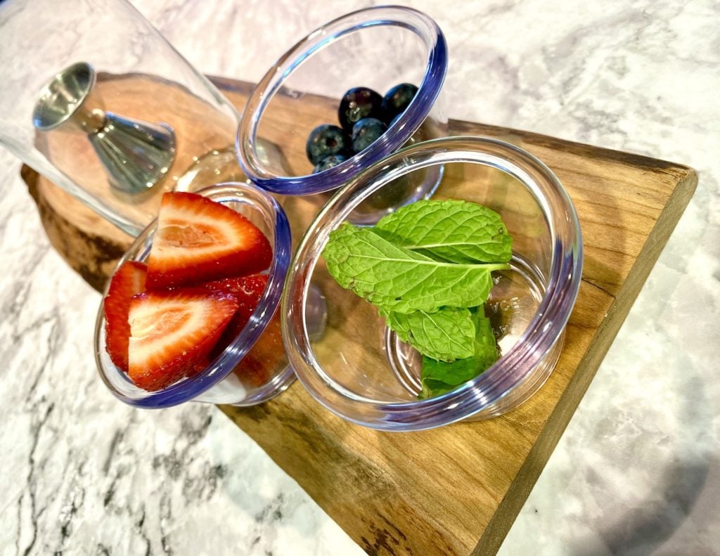 strawberries mint blue berries