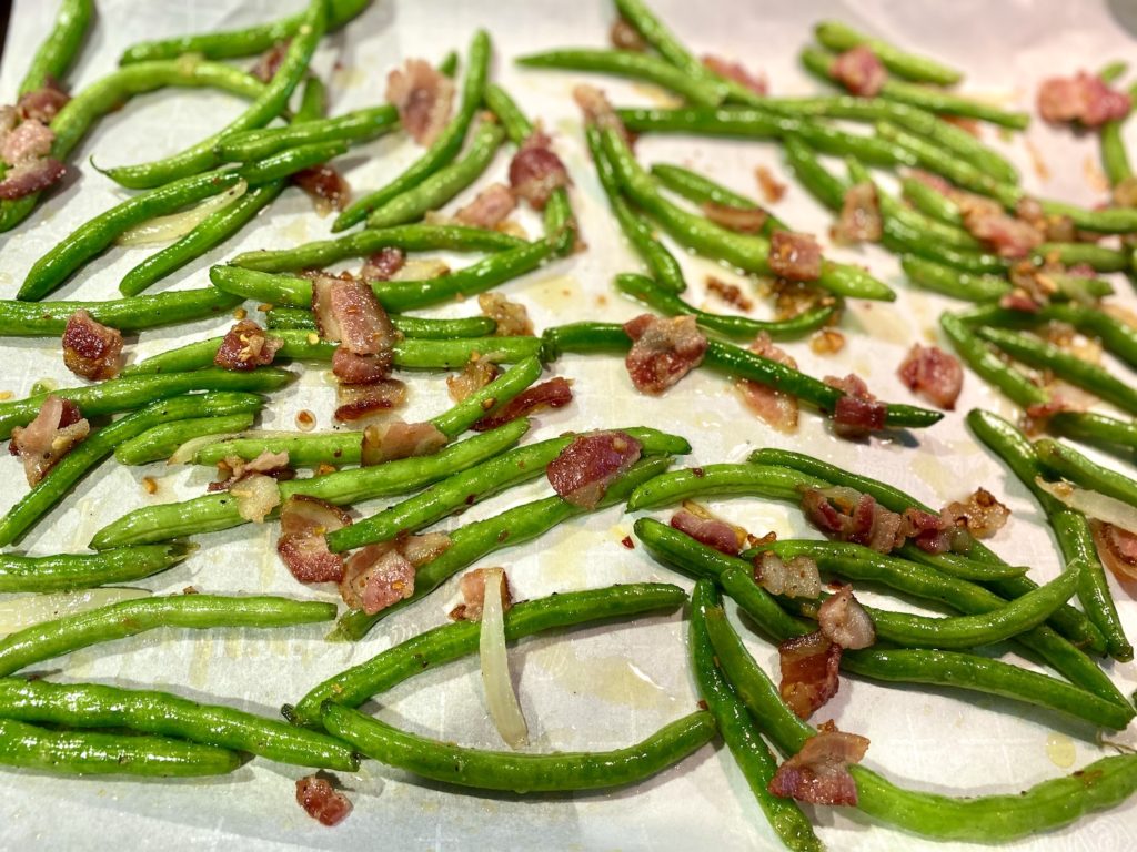 bacon balsamic roasted green beans