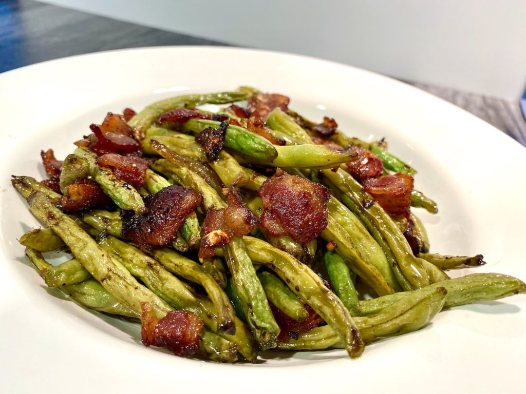 bacon balsamic roasted green beans