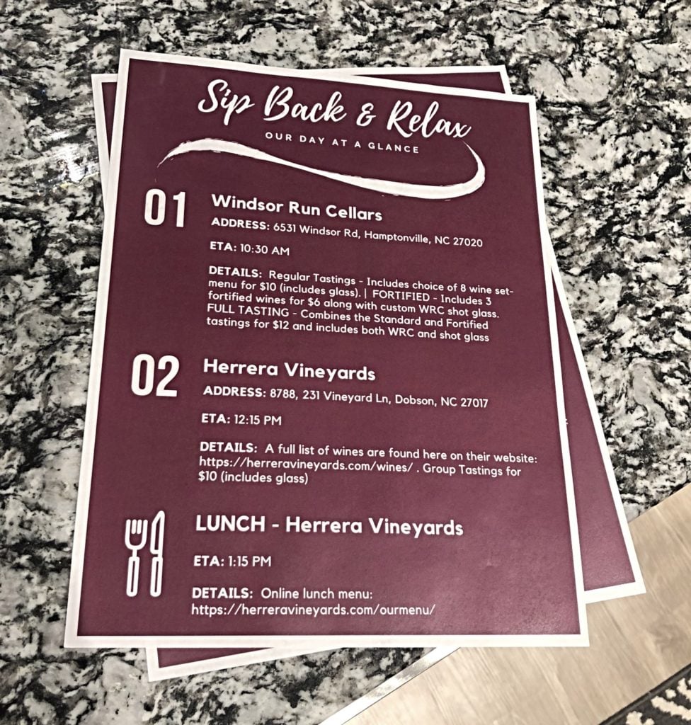 girls trip wine schedule north carolina