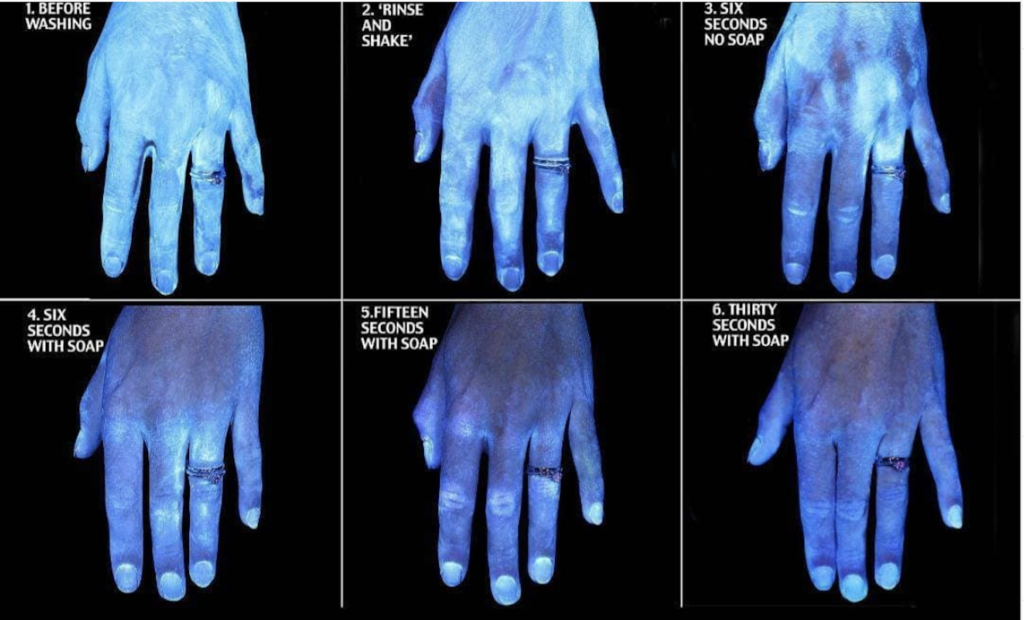 washing hands blacklight