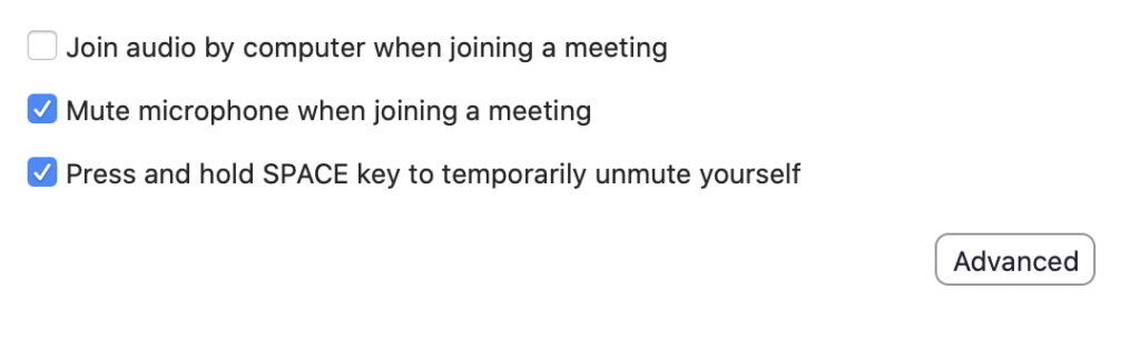 zoom space bar unmute push to talk
