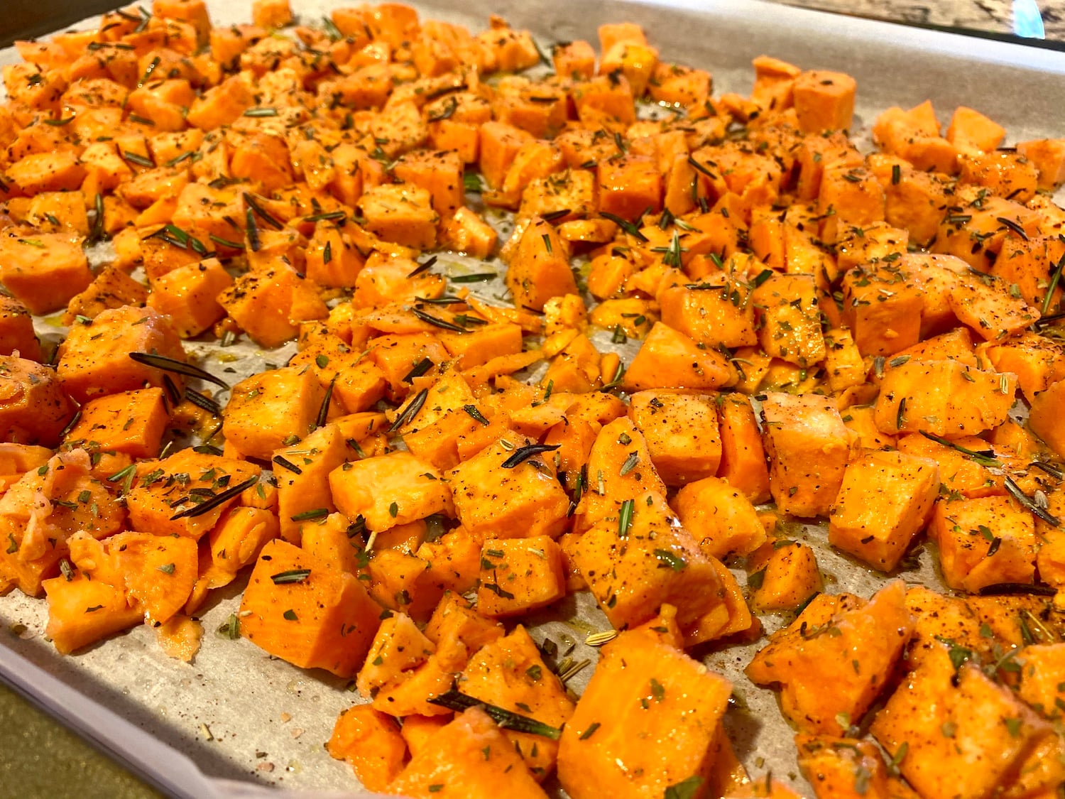 roasted rosemary nutmeg sweet potatoes