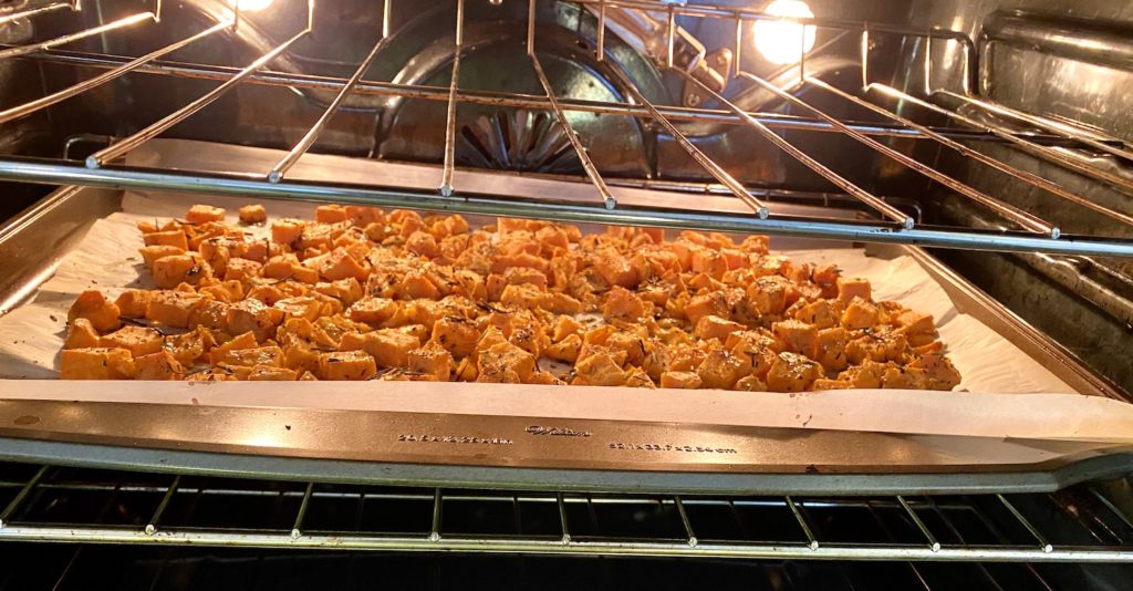 roasted rosemary nutmeg sweet potatoes