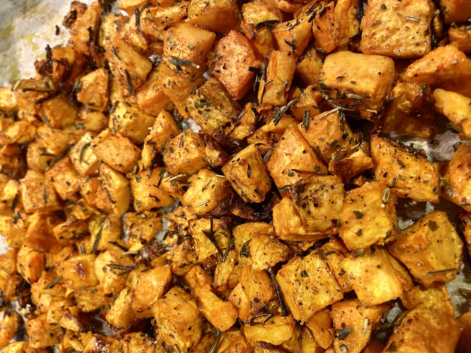 roasted rosemary nutmeg sweet potatoes