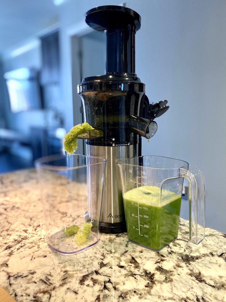 Aobosi Slow Masticating Juicer Extractor Compact Cold Press Juicer Machine with Portable Handle/Quiet Motor/Reverse Function/Juice Jug and Clean Brush for High Nutrient Fruit & Vegetable Juice