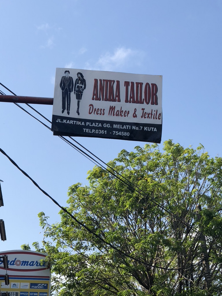 A photo of anika tailor sign in bali