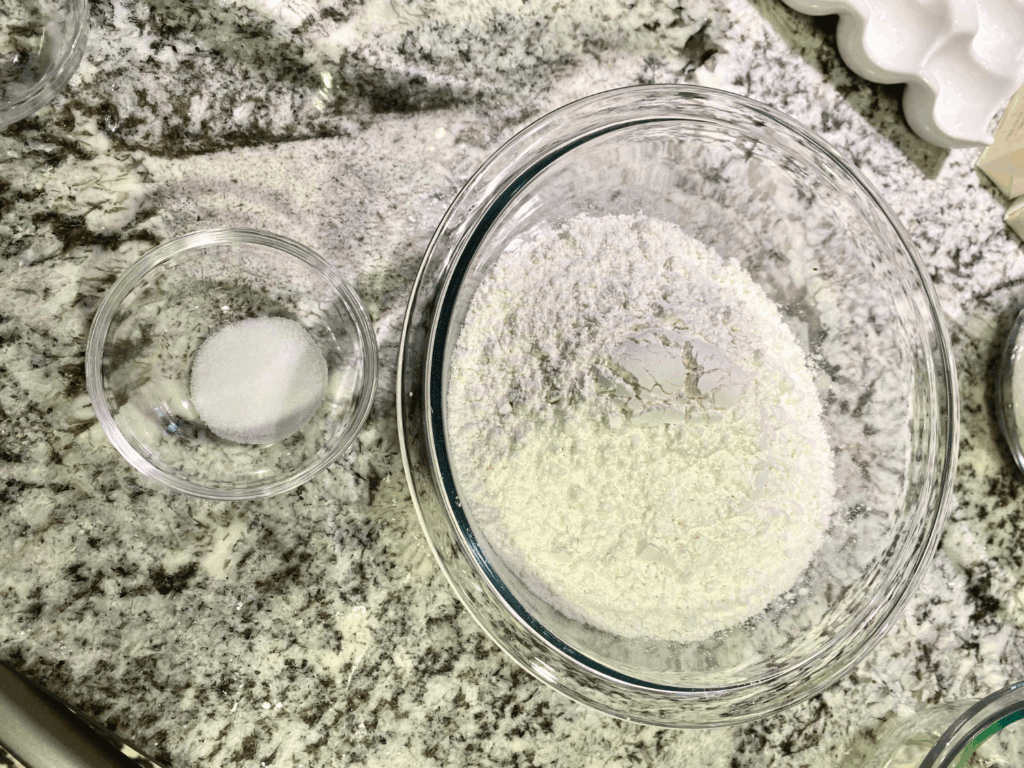 photo of dry ingredients for cream cheese pound cake