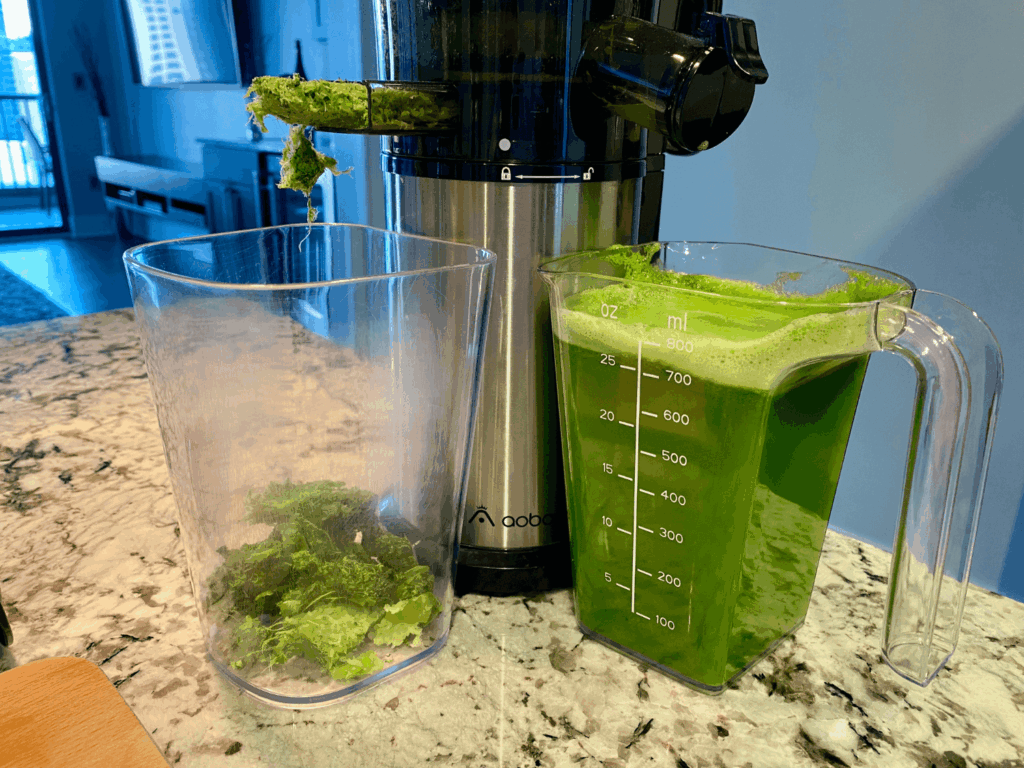 photo of ingredients in juicer for pineapple ginger juice