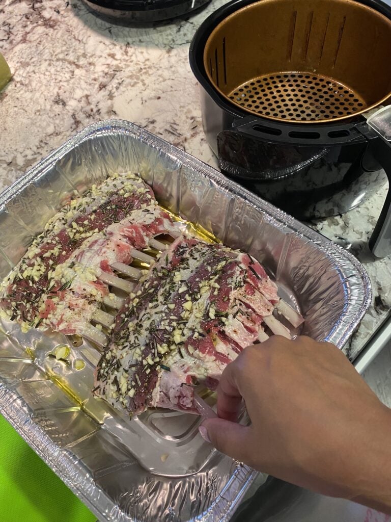 Photo of air fryer and lamb