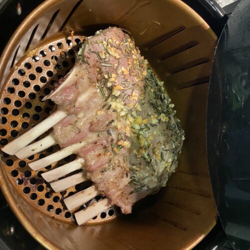 Air Fryer Rack of Lamb with Roasted Garlic Aioli