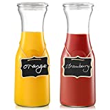 Set of 2 Glass Carafe with Lids, 1 Liter