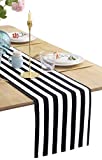 Black and White Striped Table Runner