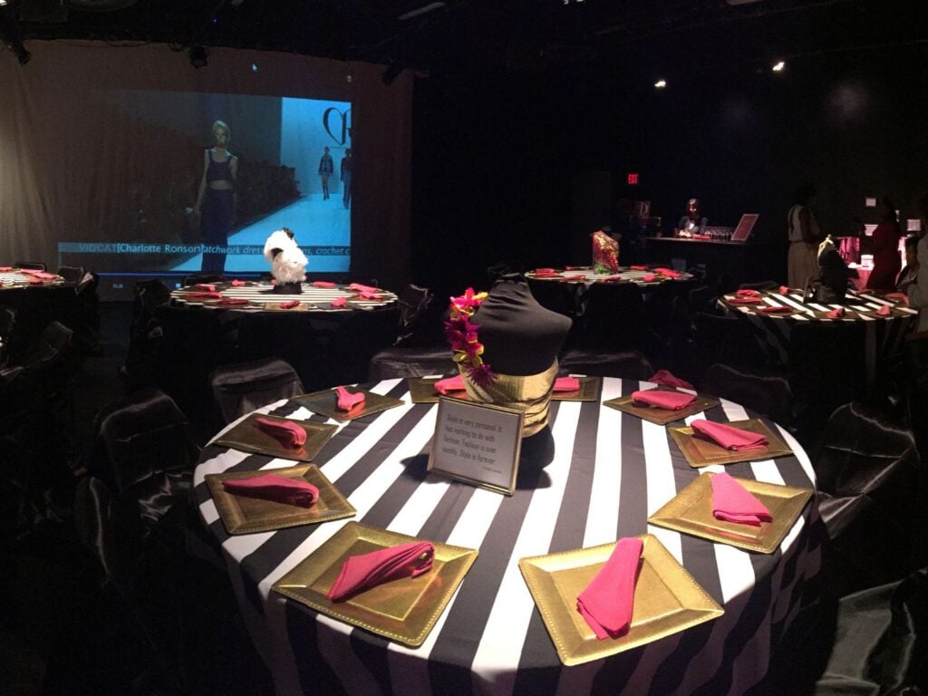 Photo of fashion mannequin as table centerpiece