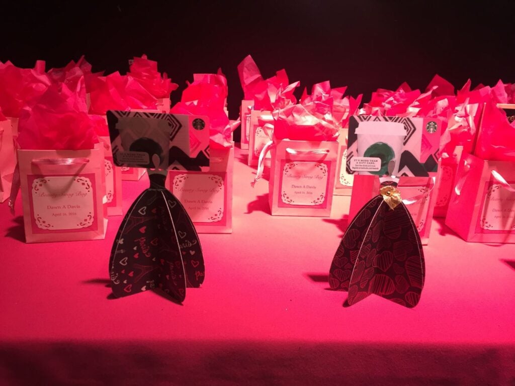 Photo of paper dress gift box with gift card