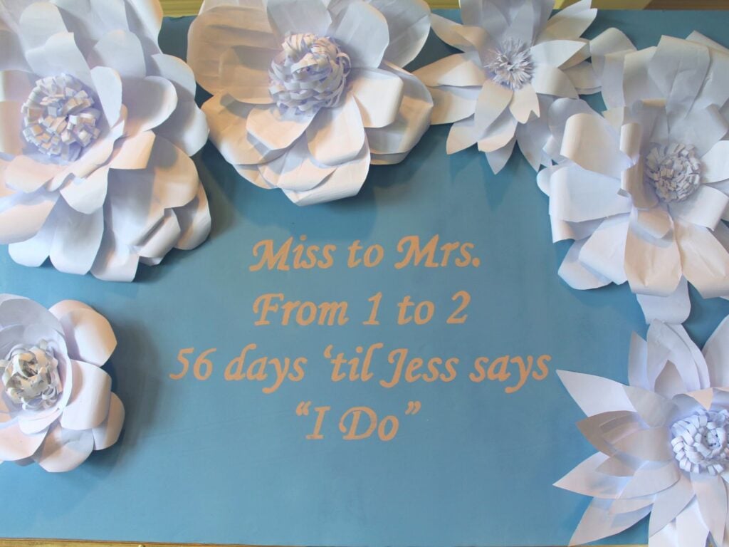 Paper flower welcome wall