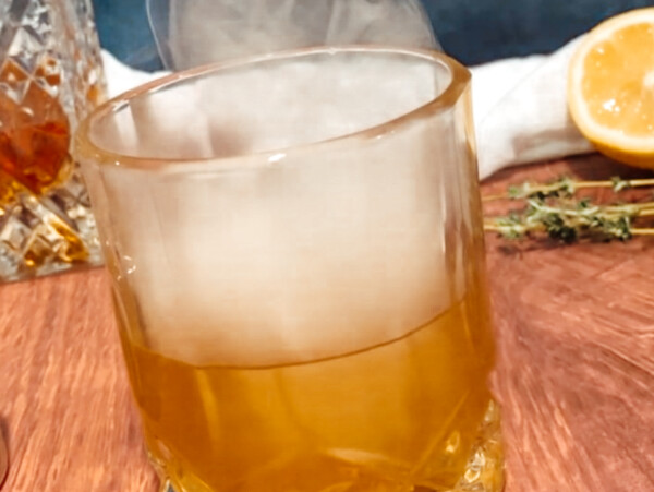 Photo of a Smoked Lemon Thyme Bourbon Cocktail