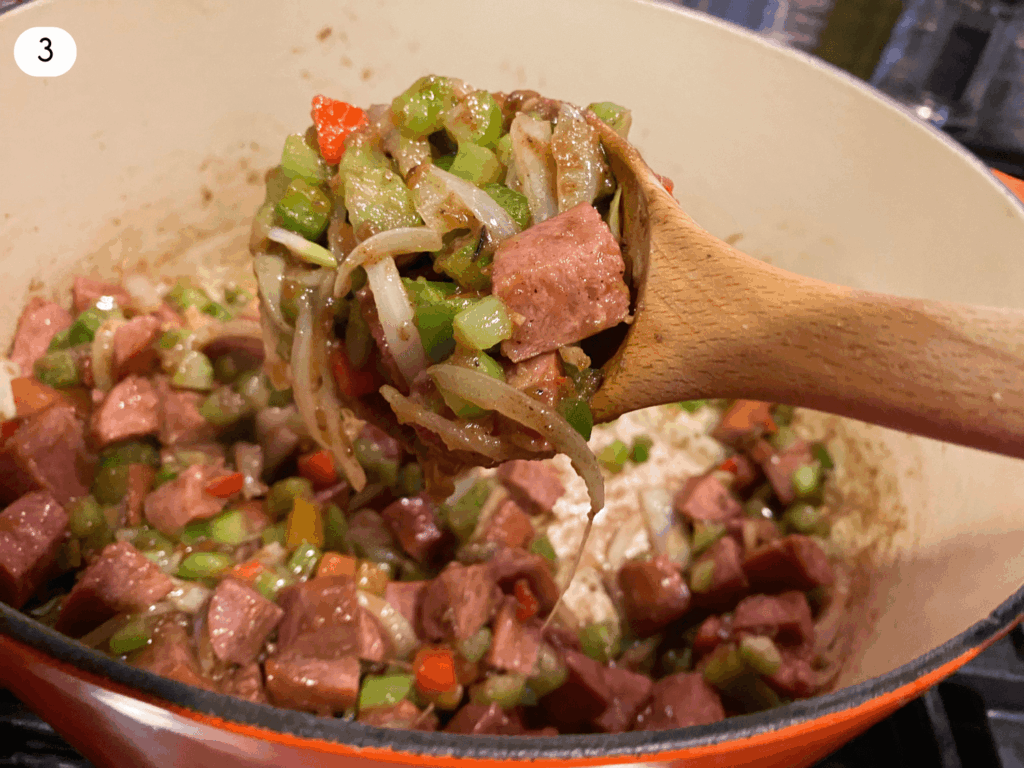 photo of meat and veggies after the roux is added