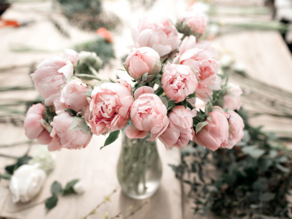 photo of pink peonies in a vase
