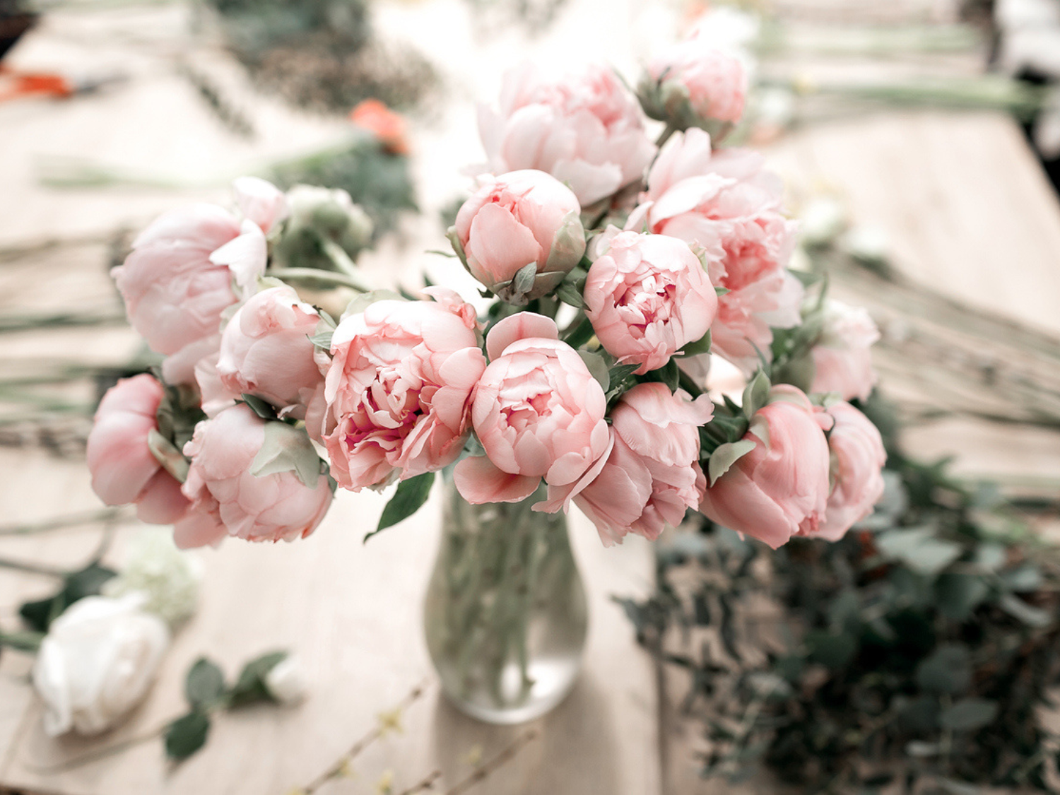 photo of pink peonies in a vase