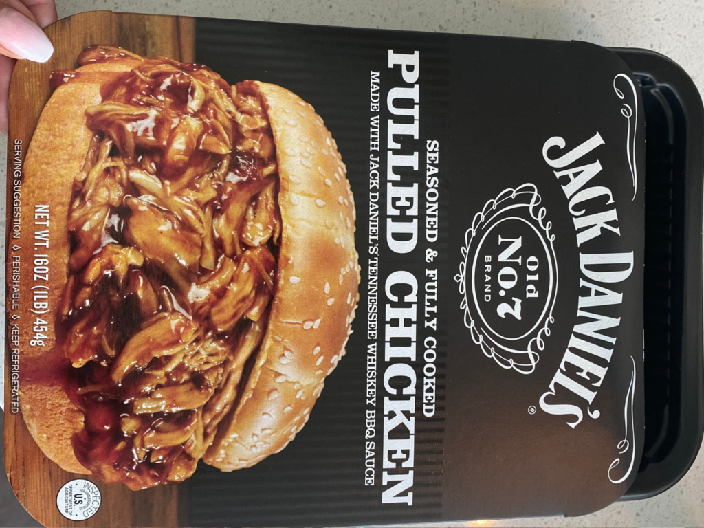 photo of jack daniels precooked chicken for BBQ chicken pizza