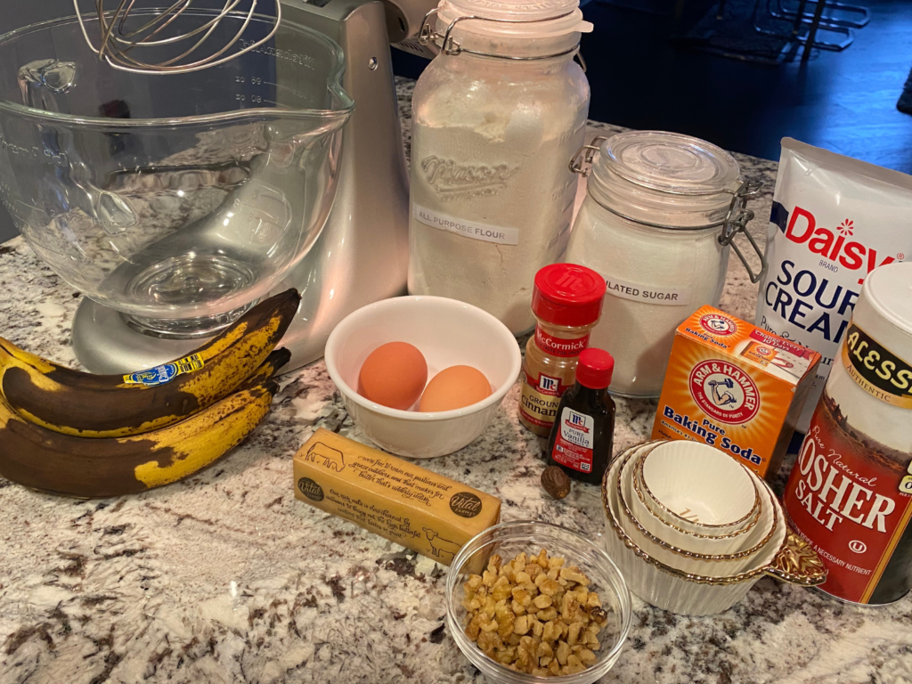 photo of ingredients for banana bread