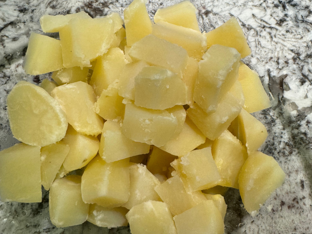 photo of diced potatoes