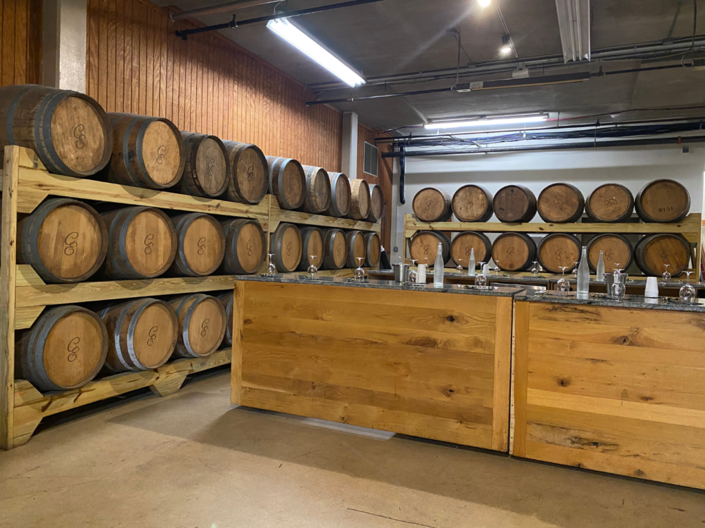 Photo of barrels of wine at Chateau Elan Winery in Gerogia