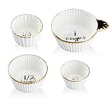 White and gold measuring cups
