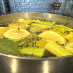 Photo of chicken or turkey brine mixture in a pot