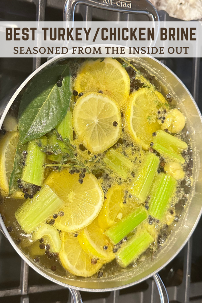Photo of chicken or turkey brine mixture in a pot