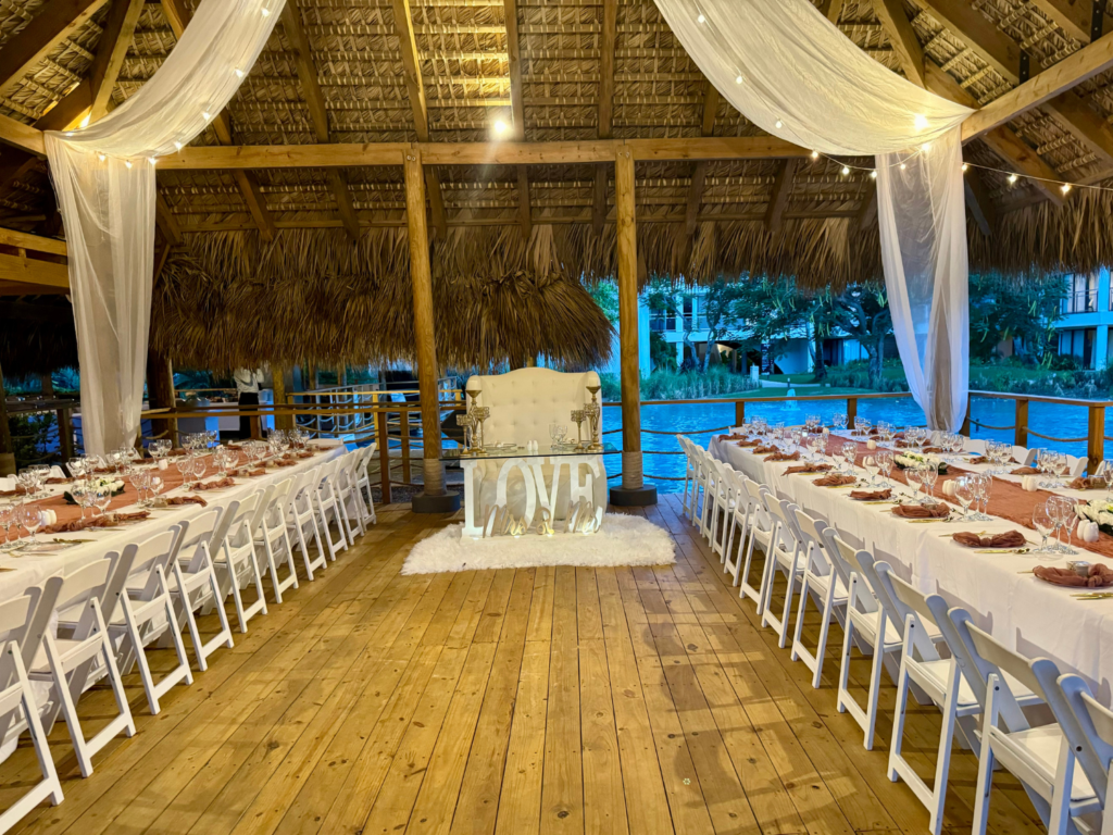 photo of bride and groom table destination wedding at dreams flora punta cana