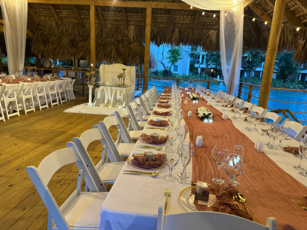 photo of guest table destination wedding at dreams flora punta cana