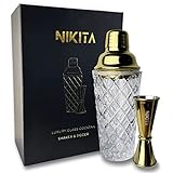 glass cocktail shaker with gold top