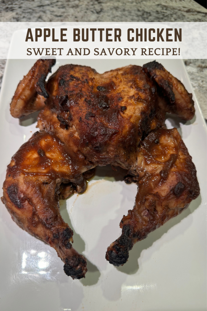 Pinterest pin of cooked apple butter chicken