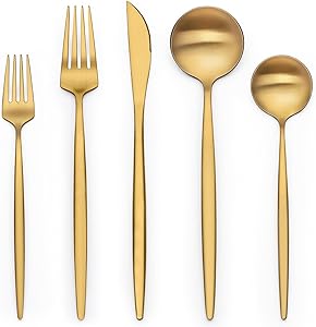 Gold utensils for fondue party