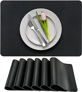 Faux leather placemat for fondue table setting