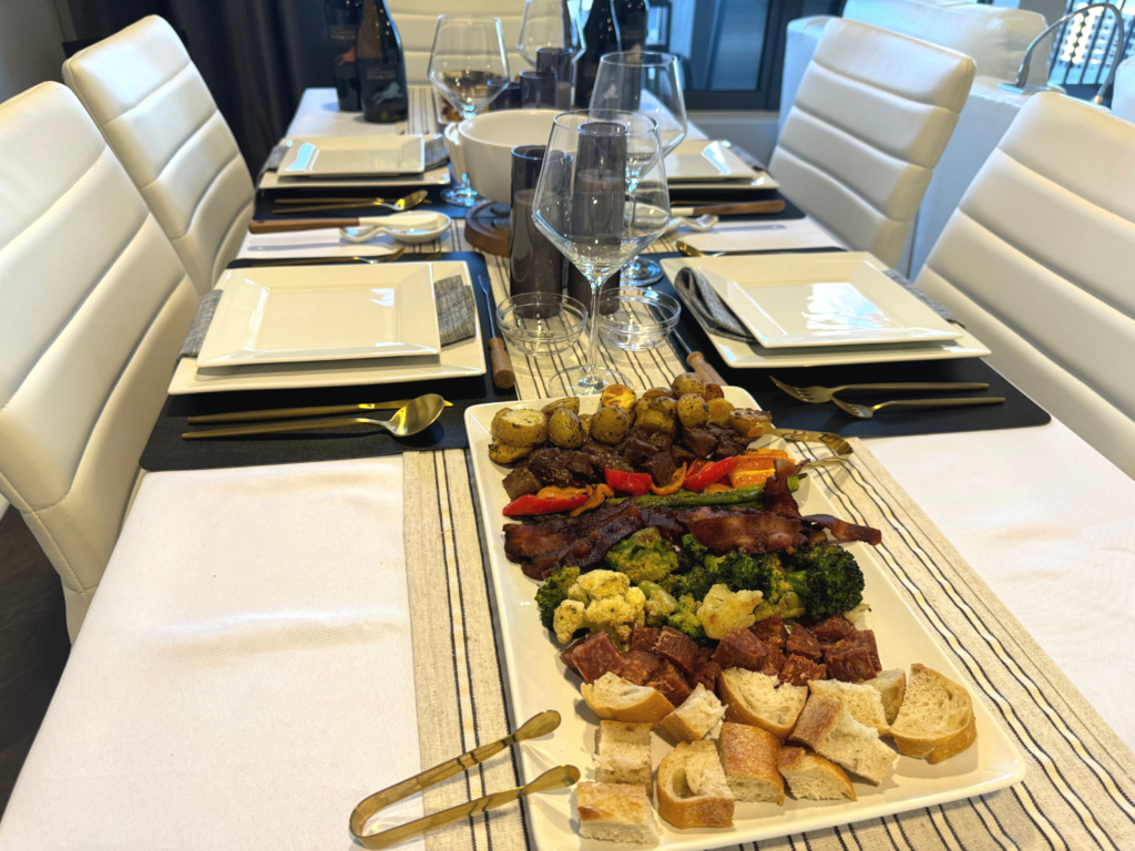 Photo of food prep for fondue party
