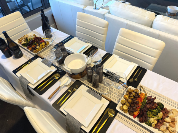 photo of food on table for fondue party