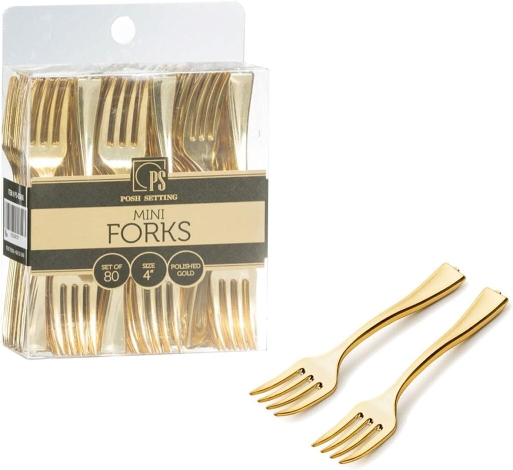 photo of gold forks for appetizer girls day