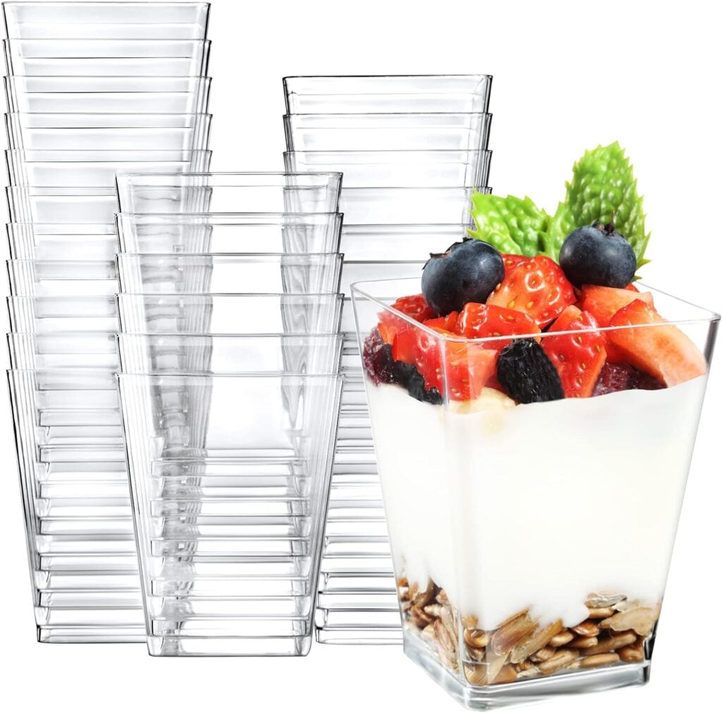 photo of clear mini plastic cups for girls day brunch