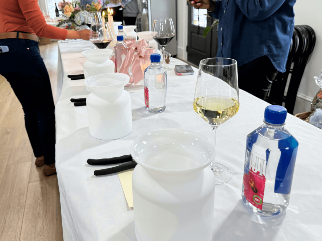 photo of floral workbench at girls day brunch