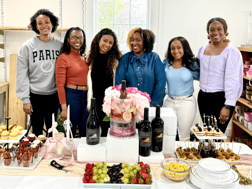 photo of girls standing together with decor for girls day