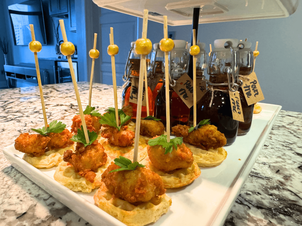 photo of mini chicken and waffles girls day brunch
