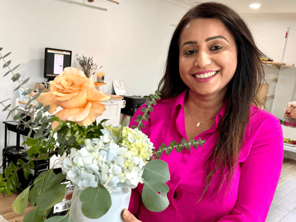 photo of floral class instructor Binish CLT Bloom for girls day