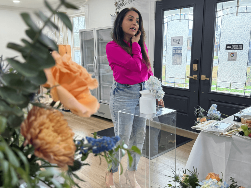photo of instructor at floral class girls day