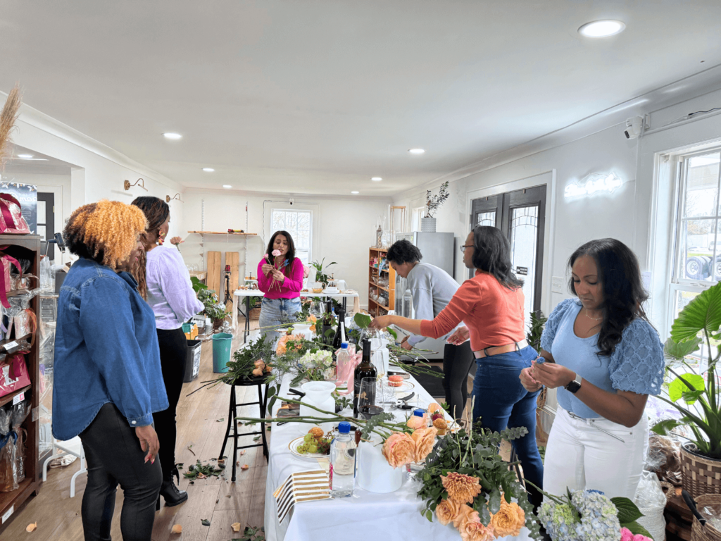 photo of a girls day floral class