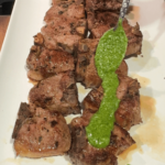 Photo of seared lamb chops with mint sauce
