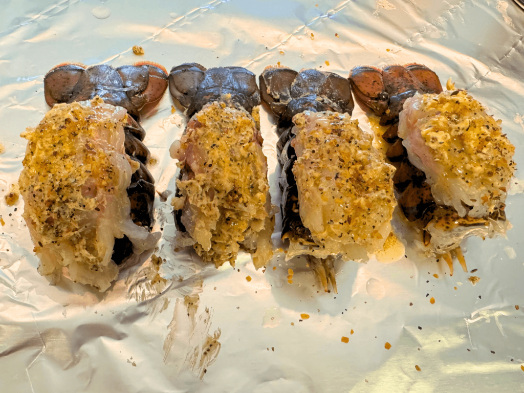 lobster tail with marinade on